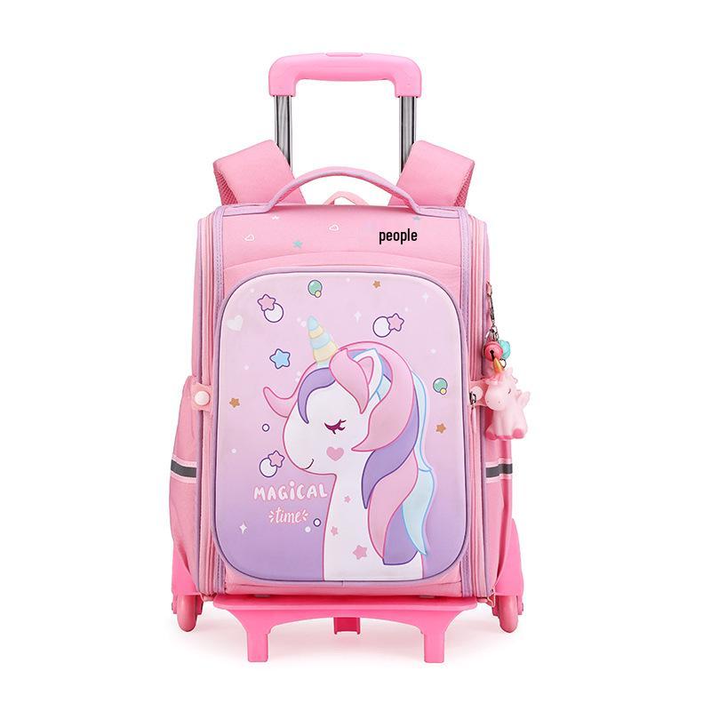 Capybara Unicorn Trolley School Bag for Girls - 2023, Detachable & Stair-Climbing
