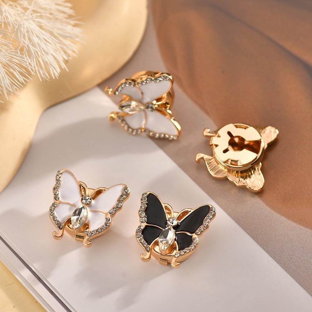 Brass Base 3D Butterfly Cufflinks Rhinestone Button Cover Creative Sleeve Button Men Women