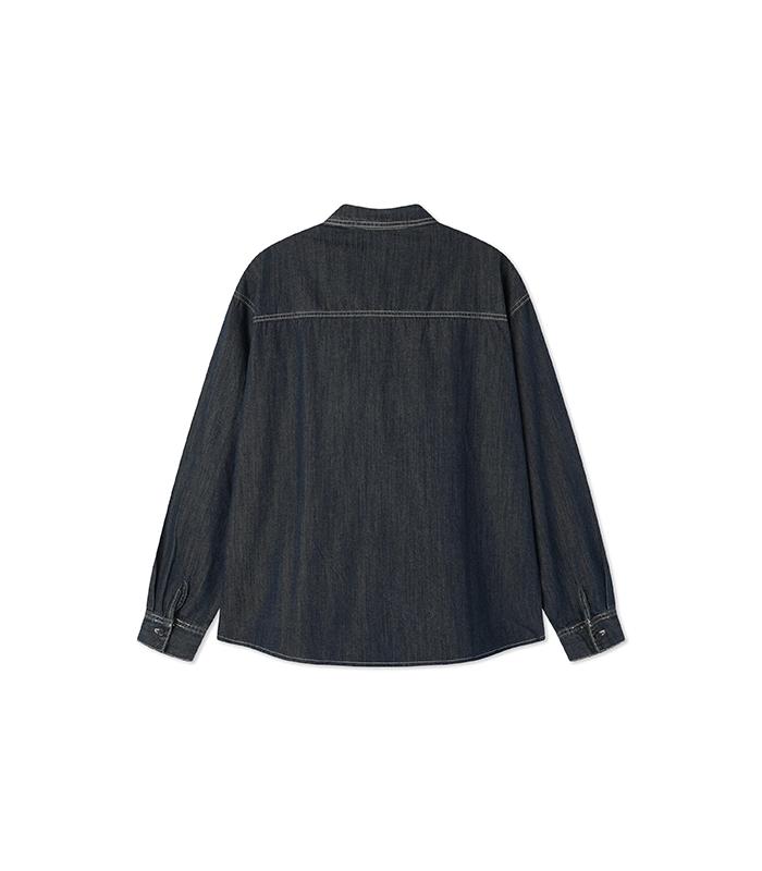 BLACKBROWN Two-Pocket Denim Work Shirt [Blue]