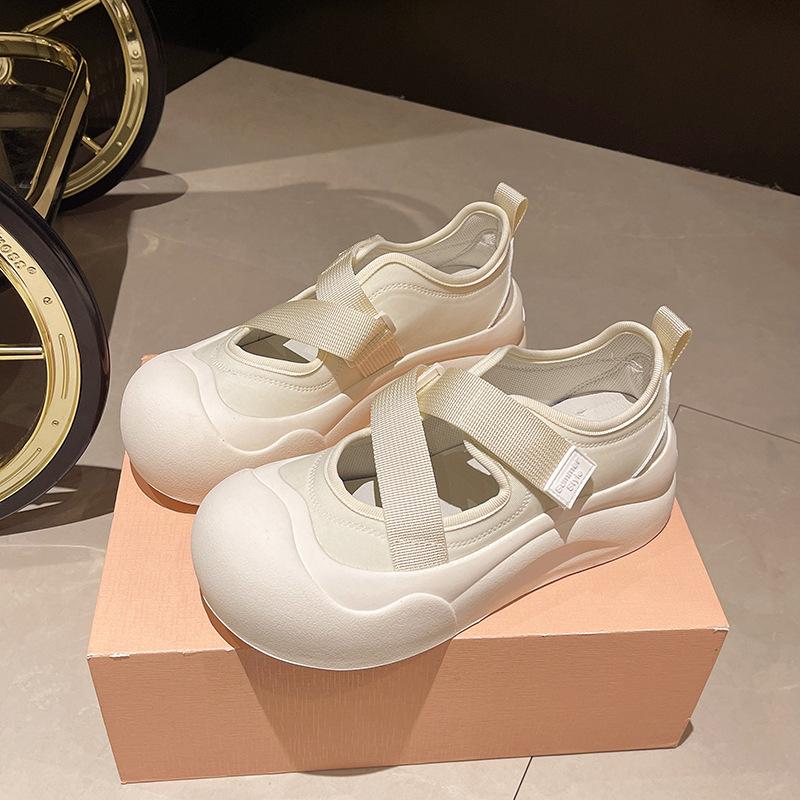 

Обувь женская 2025 дышащая с закрытым носком спортивные сандалии женские летняя одежда платформа повседневные туфли Мэри Джейн 40 бежевый