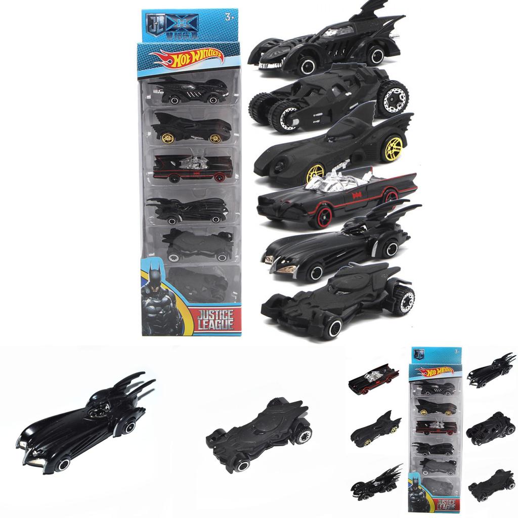 Conjunto Clássico de 6 Carros Die-cast Hot Wheels Dc Comics Batman Batmóvel Para Crianças e Adultos