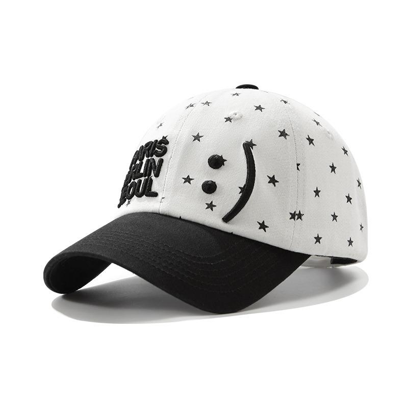 Smiley Star Baseball Big Head Hat Women's Face Versatile Star Polka Dot Cap