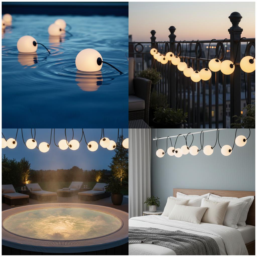 VENEZIA LED Garden Garland 7.7m 10W 10 Bulbs