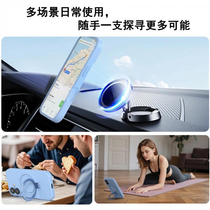 Magnetic Silicone Phone Case With Kickstand IPhone 17 16 15 14 13 12 11 Pro Max Full Cover Shockproof Soft Skin-Friendly
