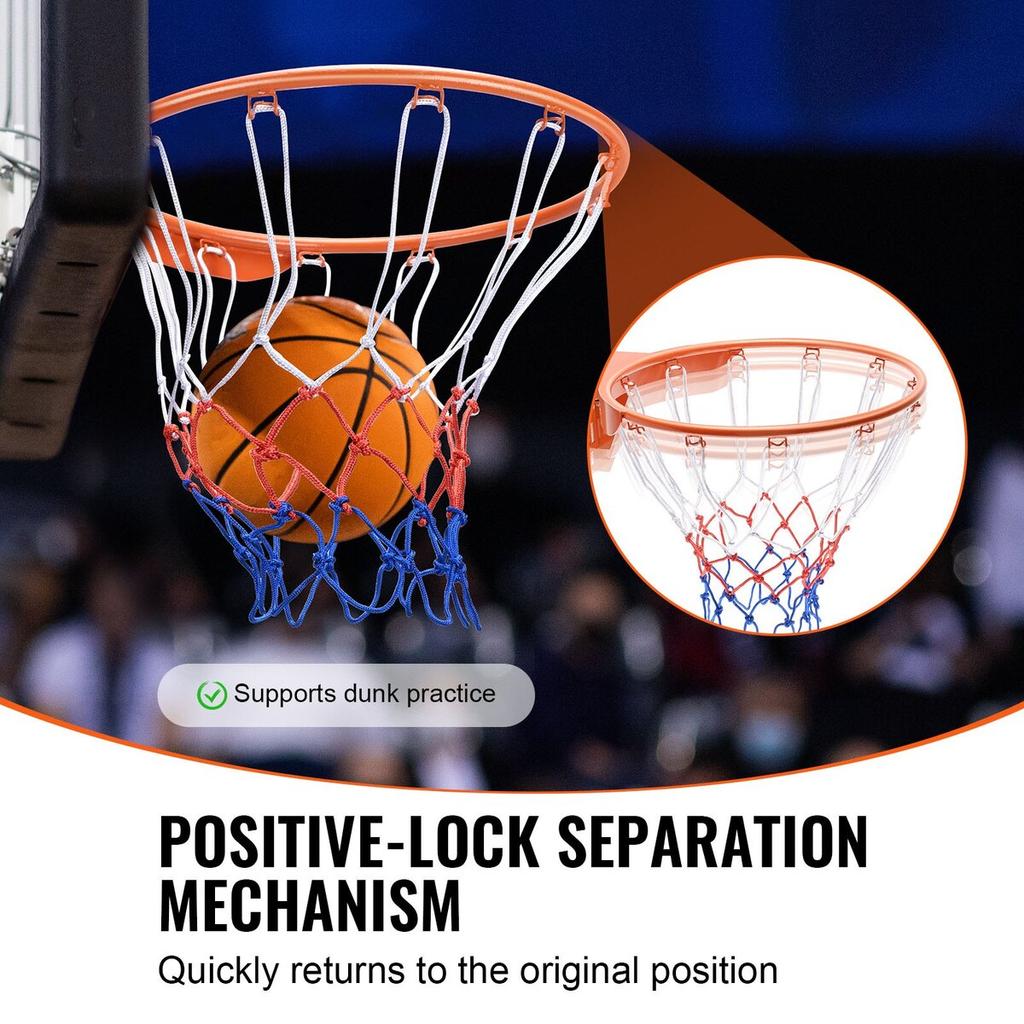 Basketball Rim, Wall Door Mounted Basketball Hoop, Heavy Duty Q235 Basketball Flex Rim Goal Replacement with Net, Standard 18" Indoor and Outdoor