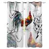 Farm Life Rooster Hen Sunflower Home Decor Window Curtains Bedroom Kitchen Curtain Panel Curtains for Living Room