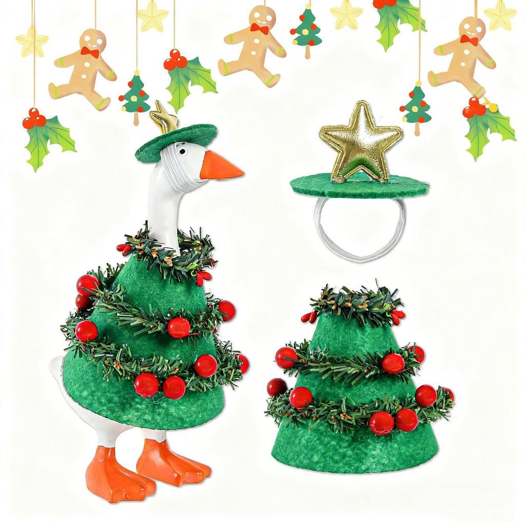 Porch Geese Christmas Costume Christmas Tree Shaped Statue Clothes Lawn Porch Geese Statue Costume For Holiday Celebrations