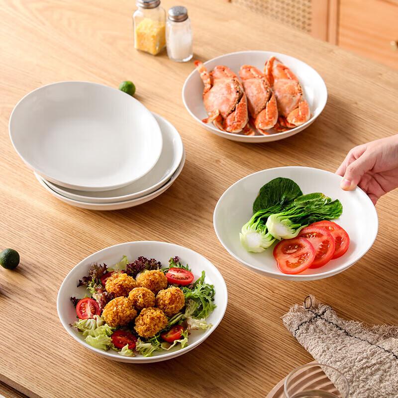 OEING 8-inch White Ceramic Dinner Plates (Set of 6)