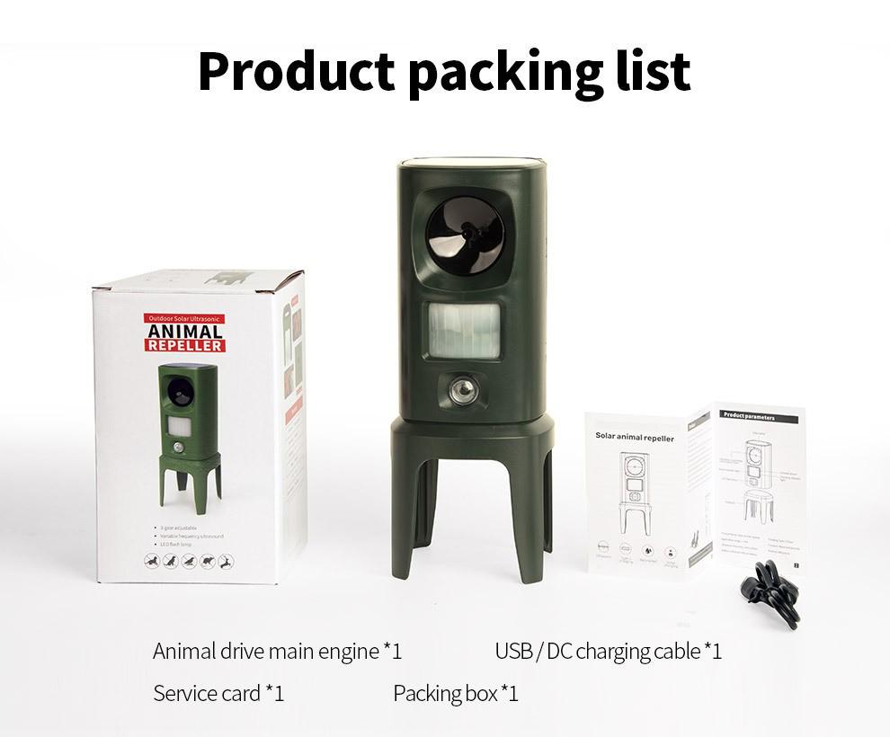 Repelent ultrasonic pentru animale cu energie solară: Rezistent la apă IP66 cu senzor infraroșu pentru șoareci și păsări