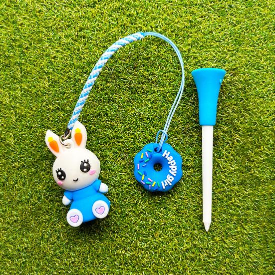 Cartoon Rabbit Golf Tee Hanger Plastic Anti Lost Golf Tee Ring with Strap Loss Prevention Tee Holder with Golf Tee for Men Women
