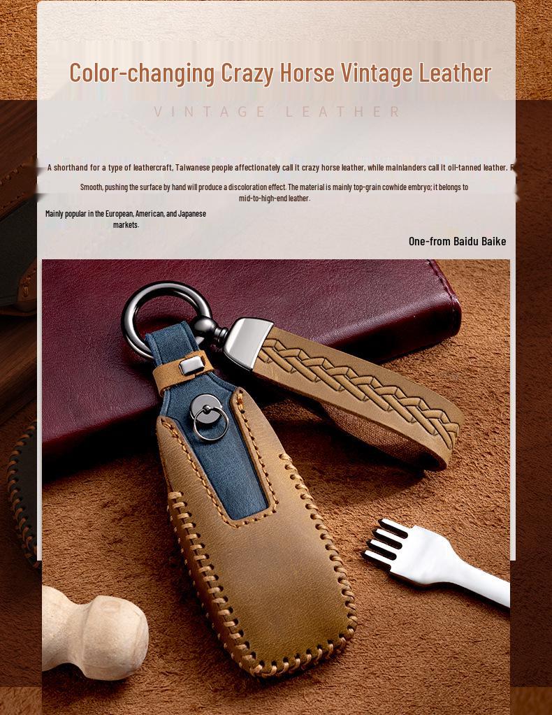 Genuine Leather Key Bag Set for Mercedes-Benz S-Class C200L, New C-Class, E-Class E300L, and GLK300
