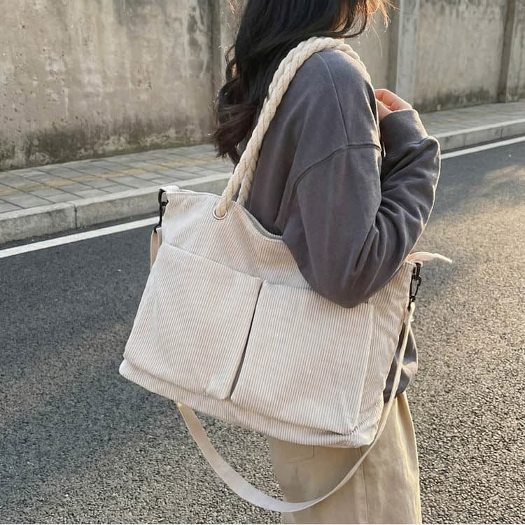 Vintage Corduroy Tote Bag Women's Shoulder Bag