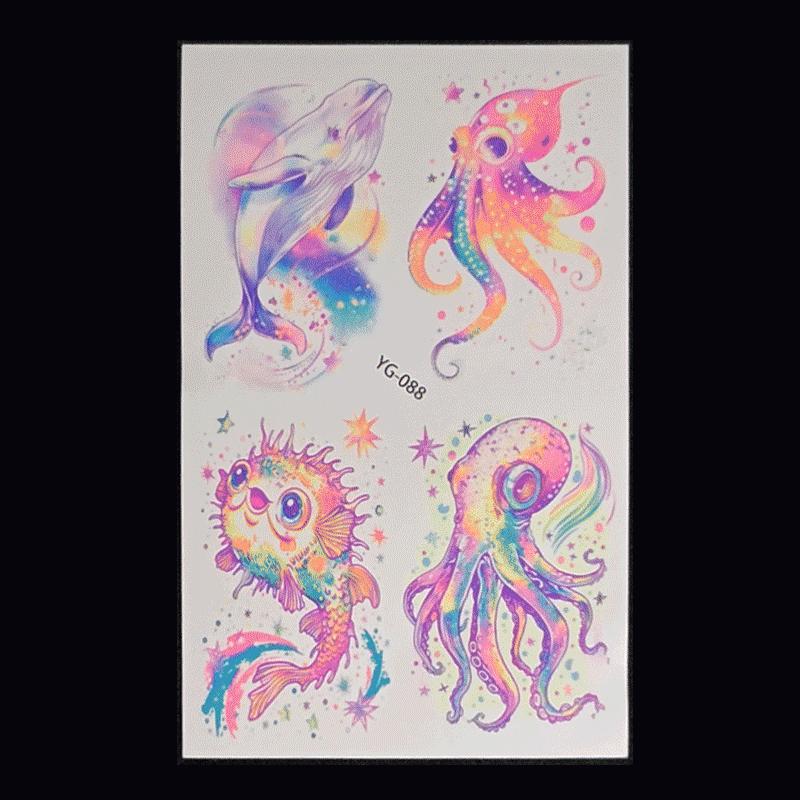 's New Fluorescent Butterfly Tattoo Sticker Music Festival KTV Concert Party Disposable Waterproof