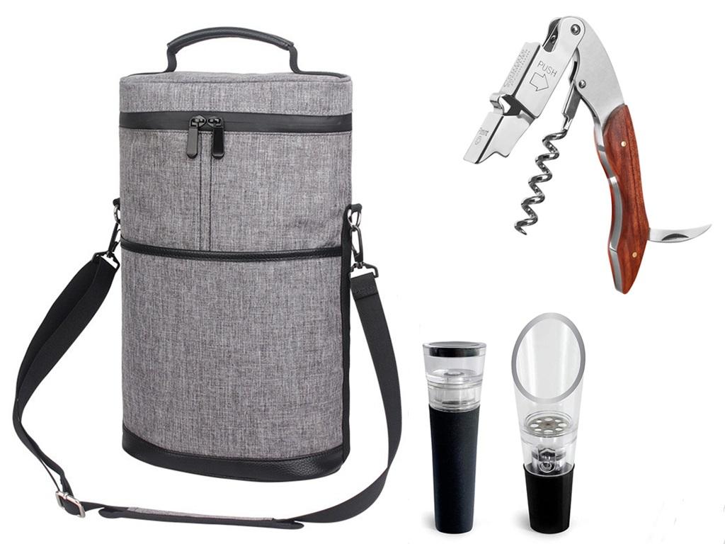 Cooler Bag for 2 Bottles Wine Bag Portable Bucket Carrier with Ice Champagne Picnic Pack Free Shipping Soft Cooler Bottle Opener