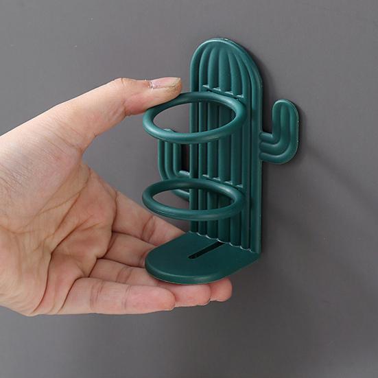 Niedlicher Kaktus-Zahnbürstenhalter, platzsparend, einfache Installation, Wandmontage, stanzfrei, wasserdicht, Badezimmer-Zahnbürsten-Organisationsregal