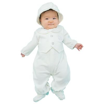 Chuckle Baby Baby Coverall with Hat for and Ceremony Sizes Two-Way All-Piece Newborns, Spring, Autumn, Winter, Boys' Dress, 50-60cm (P5383A-00-10)