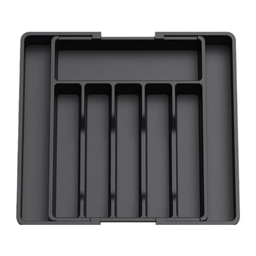 Ideastore Cutlery Case, Cutlery Storage Tray, Dish Drawer Storage, Kitchen Drawer, Expandable (Black)