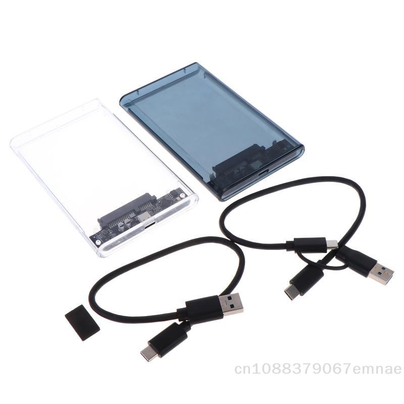 USB Type C 2.5 Inch External Storage Case SATA To 5Gbps Transparent Hard Drive Enclosure for HDD/SSD Compatible with PCs Laptops