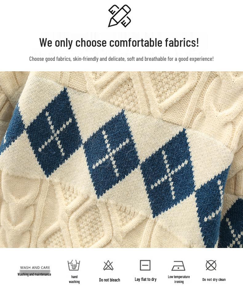 Children's Color Block Cable Knit Pullover Sweater - Retro and Fashionable for Autumn/Winter