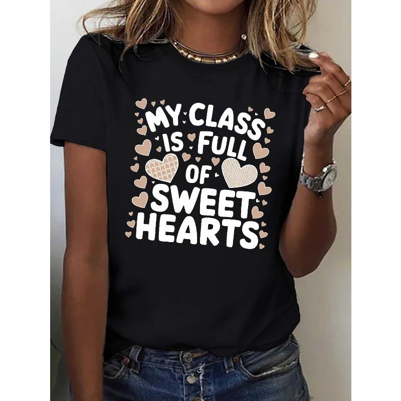 

Women s Sweet Hearts Love Pure T-Shirt Comfort Fit Soft Lightweight Casual Short Sleeve Everyday Top S чёрный