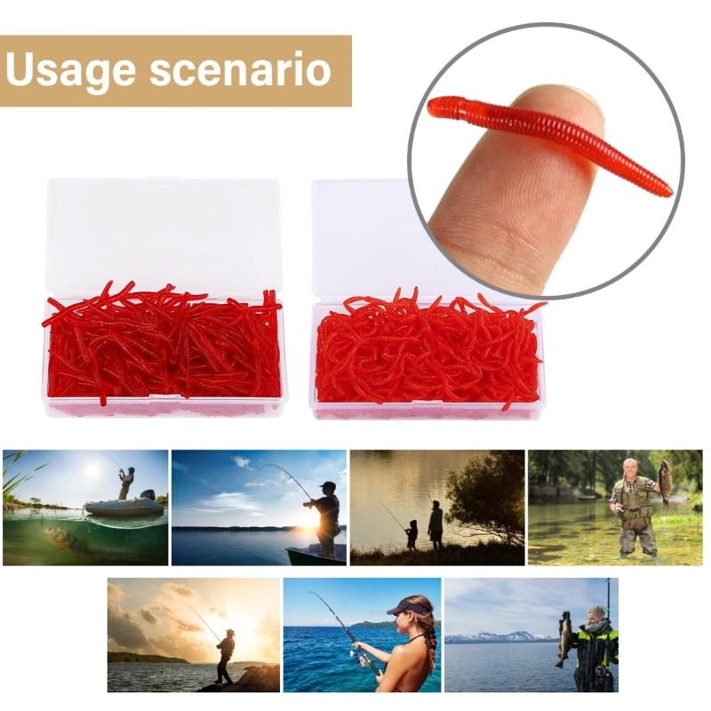 200pcs Artificial Worm Lure for Trout Rubber Fishing Lure Red Worm Earthworm Baits Fishing Tackle Accessory Soft Baits