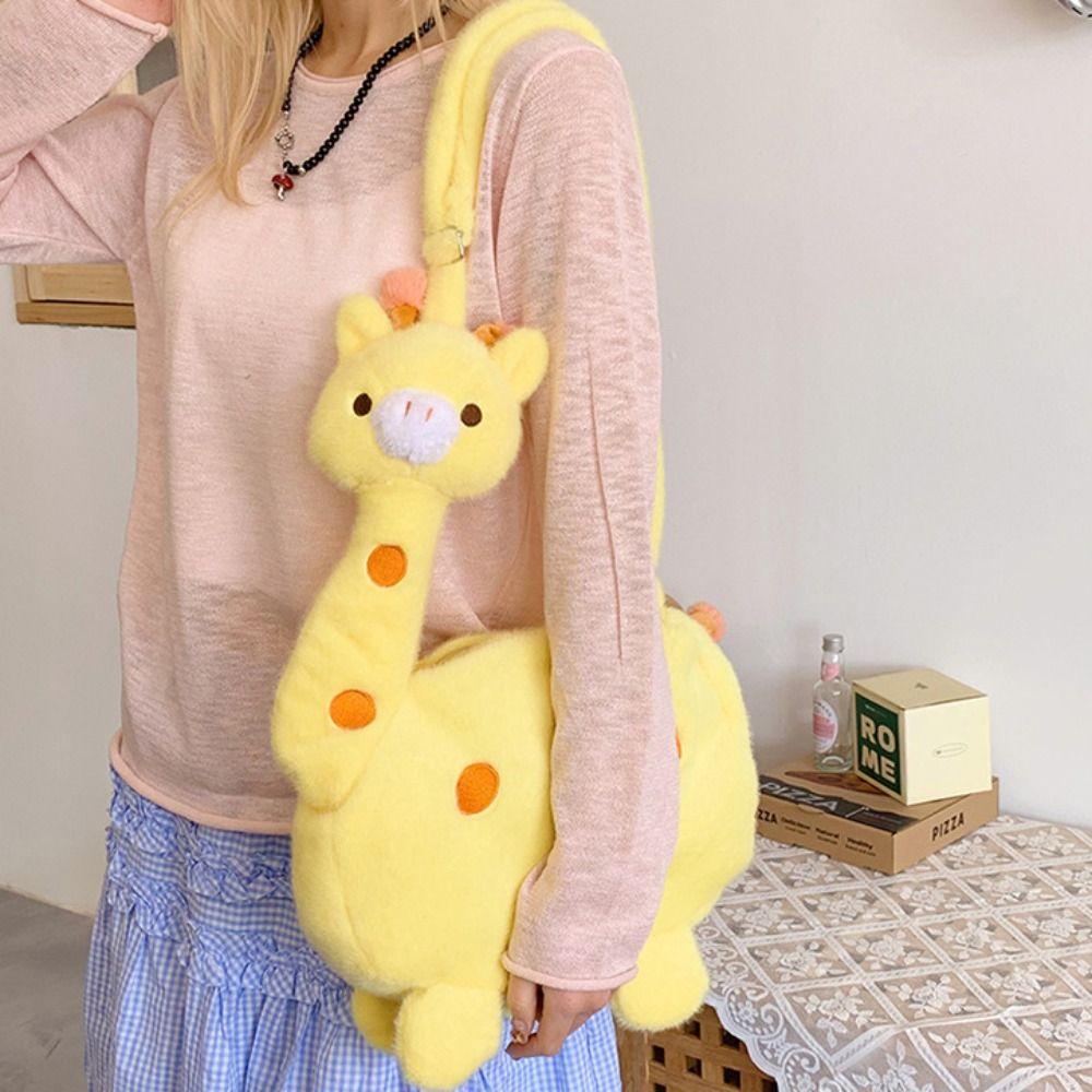 Soft Plush Giraffe Shape Plush Bag Large Capacity Plush Doll Shoulder Bag  Phone