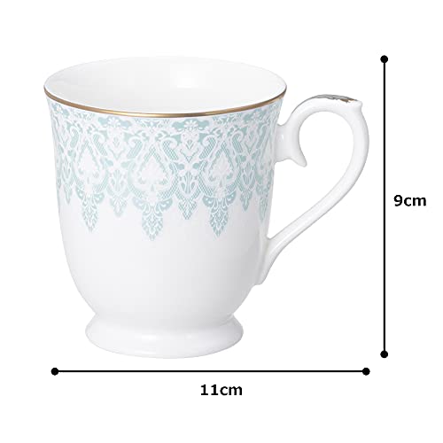 NARUMI Pair of Mugs, Aurora Design, 290cc, Lace Pattern, Blue and Pink, Cute and Stylish, Gift, Microwave Safe, Gift Boxed, 97104-21475