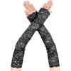 Rhinestone Lace Fingerless Long Gloves for Women In Black