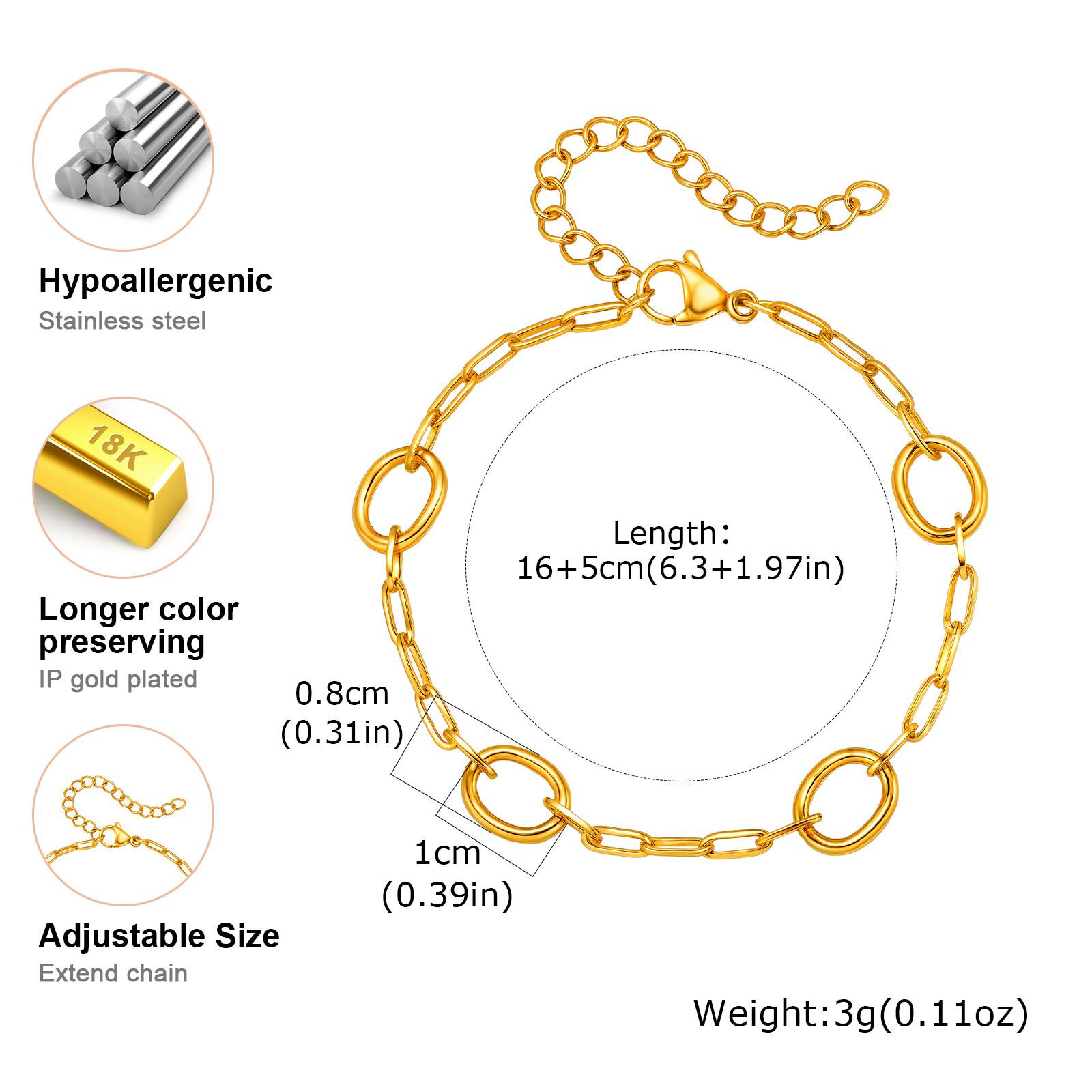 

Waterproof Geometric Stainless Steel Bracelet, Handmade Stack Chain Bracelet for Women Femal, Valentine‘s Day Gift
