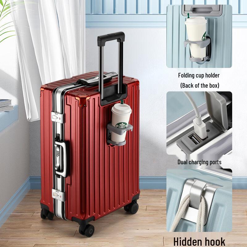Multifunctional Hardside Luggage with Cup Holder