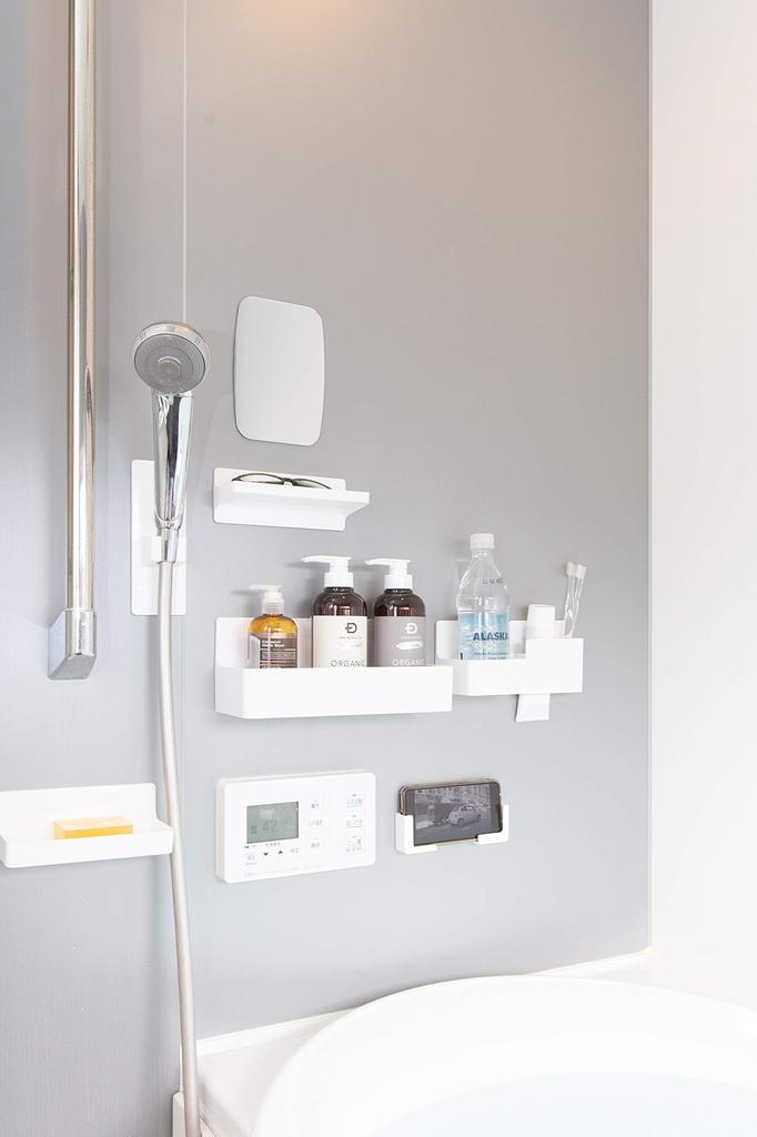 Towa Sangyo Bathroom Rack, White, Approx. 28.3 x 9.4 x 11.2 cm, Magnetic SQ, Bath Pocket, Wide, 39208