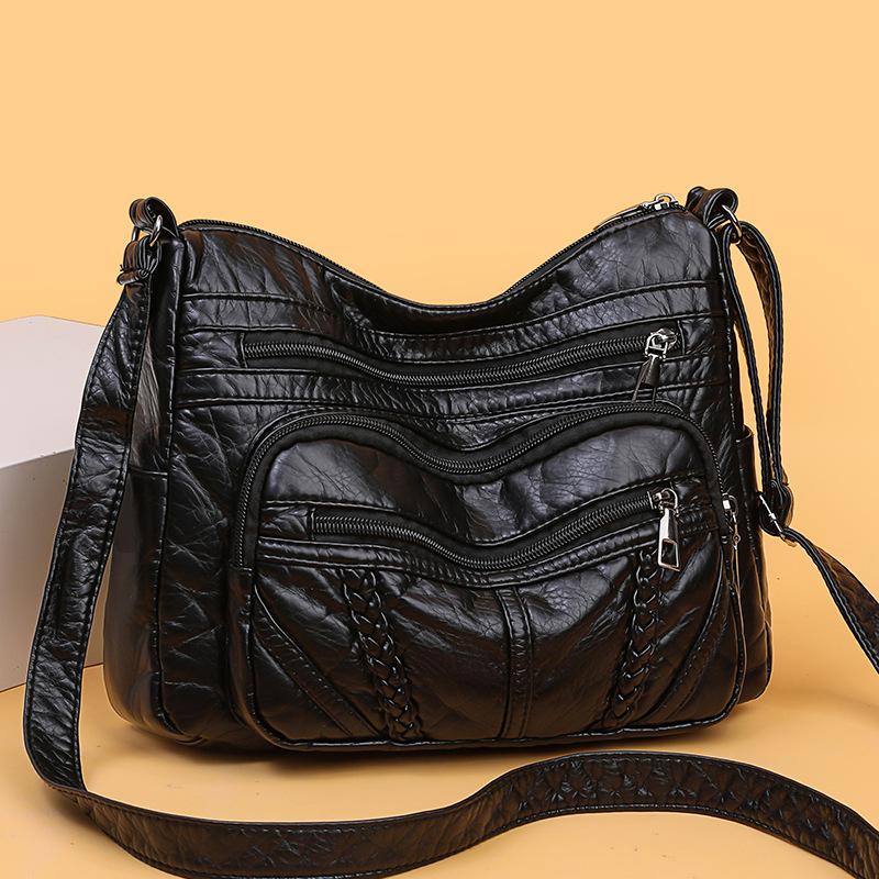 Fashionable Crossbody Single-shoulder Bag, PU Retro Color Goddess Tote Bag