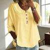 Women Shirt Loose Fit Three-Quarter Sleeve Blouse with Lace Neckline Cuffs Button Placket Summer Spring Casual
