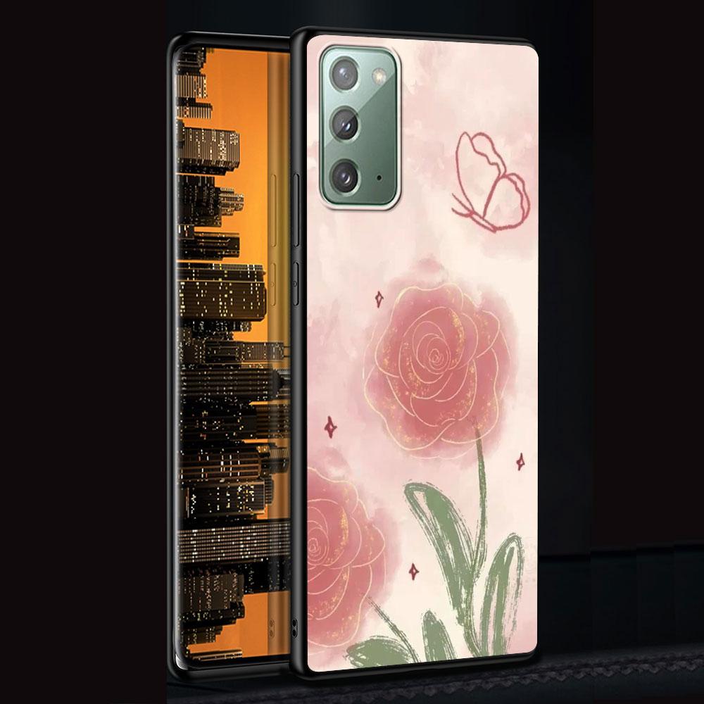 

Чехол с рисунком розы для Samsung Galaxy Note 20 Ultra 10 Lite 9 8 Силиконовый Черный Чехол для телефона Note20 Note10 Plus Funda Capa Samsung Note 10 Plus