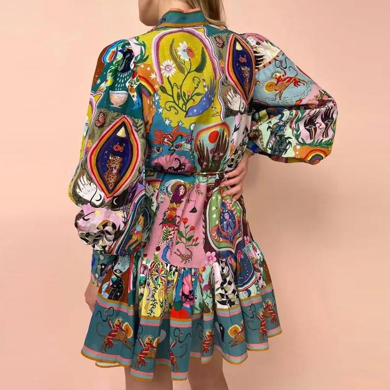 Women's clothing, new spring models in Europe and America, fashionable and elegant printed straps, single-breasted dress