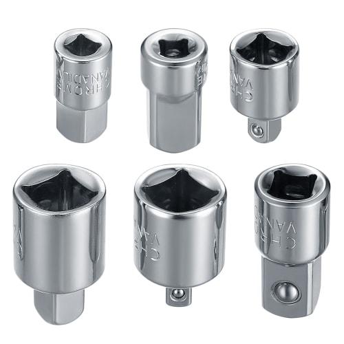 6-Piece Socket Adapter Set, Ratchet Adapter, Square Ratchet, 1/2-Inch to 3/8-Inch to 1/4-Inch Drive, Drive Angles Converter, Reducer Converter for Aut