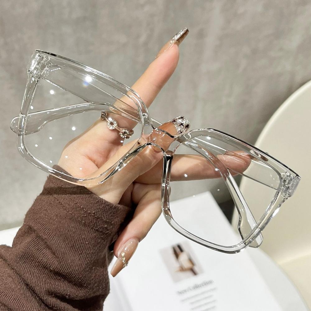 Fashion Leopard Print Eyewear Aesthetic Oversized Frame Clear Lens Specs Classic Square Optical Glasses Acetate Material