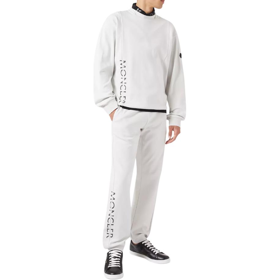 Moncler SS23 Letter Print Crew Neck Long Sleeve Pullover Sweatshirt Men Sweatshirt White 8G00037899W491R