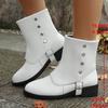 Fashion Fashion Autumn Rivet Riding Boots Plus Size Women Ankle Boots Belt Buckle Low Heel Slip-on Bootie British Outdoor Ladies Shoes