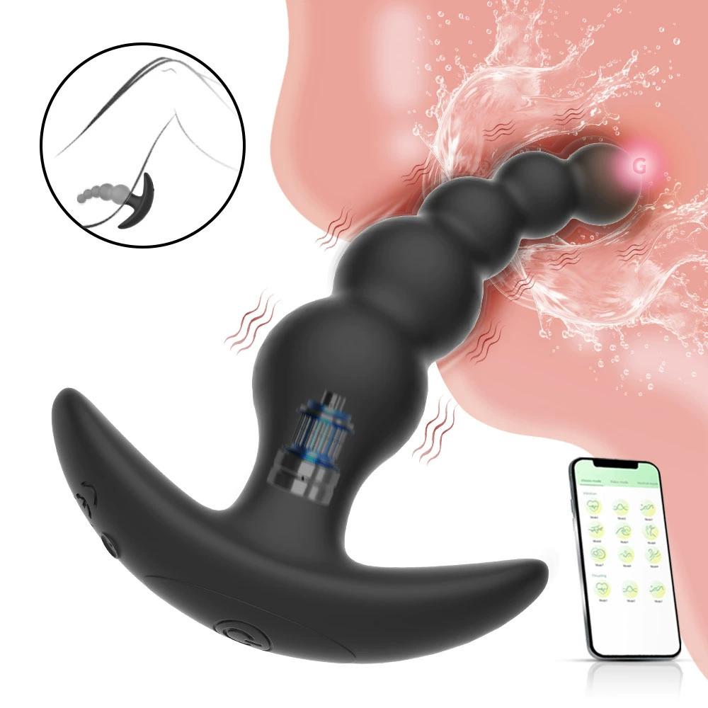 Vibration Anal Plug Wireless APP Remote Control Silicone Bead Pulling 9 Vibration Modes Anal Butt Couple Sex Products Sex Toy