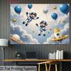 2D Cute Astronaut Boys with Balloons Photo Booth Backdrop Cloth for Birthday