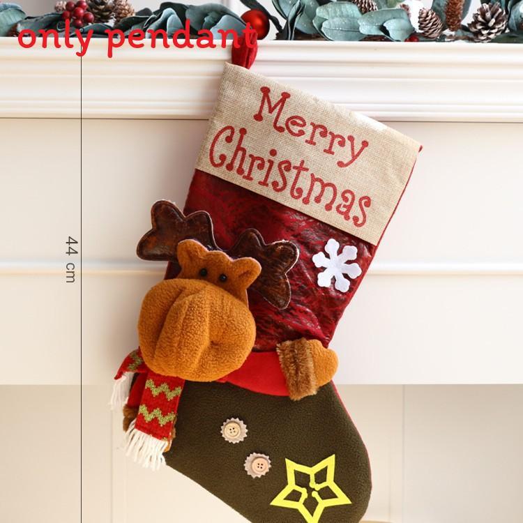 Cute Claus Santa Snowman Elk Socks Shaped Pendant For Christmas Decoration