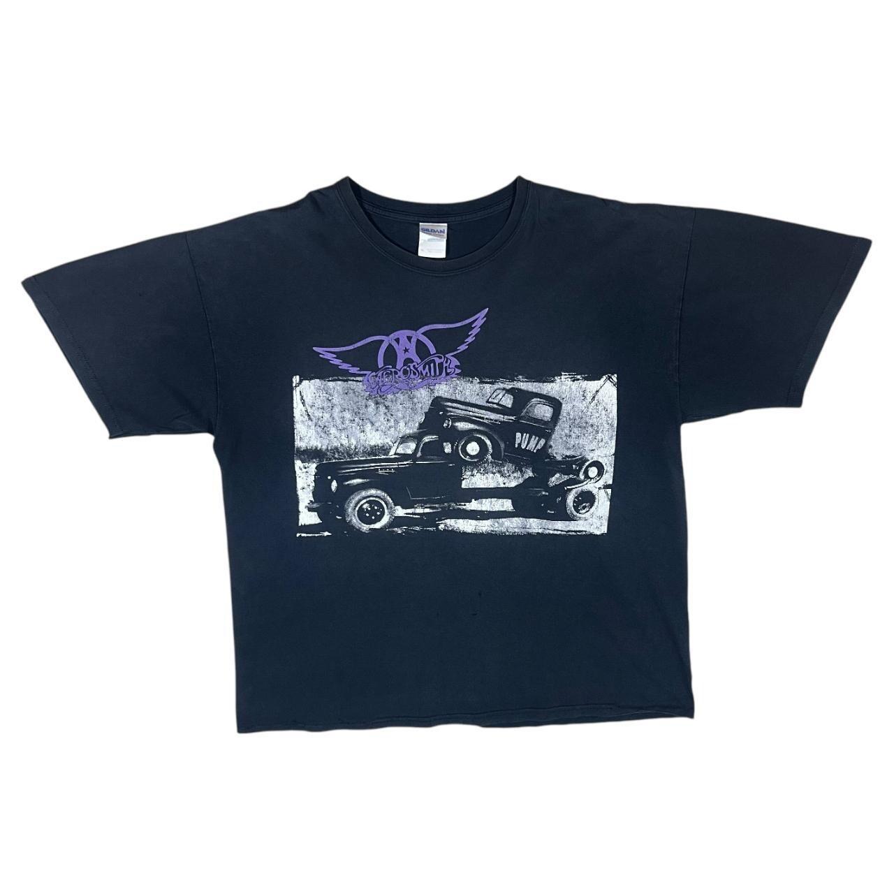 AEROSMITH Pump Glam Hard Rock Music Band Graphic Black T-shirt XL S