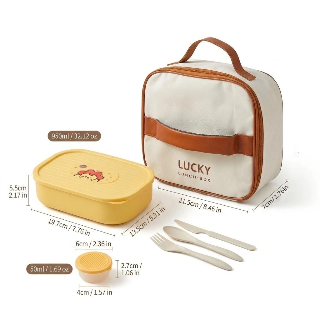 Cute Plastic Divided Lunch Box For Kids Students Portable Sealed Detachable 3 Grids Fruit Salad Food Container Microwave Safe