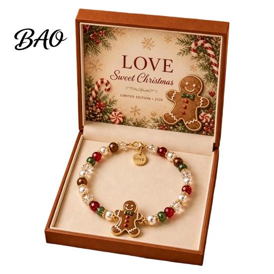 Non-fading Bracelet Christmas Bracelets for Women, Santa Claus Elk Snowman Tree Wear-resistant Beaded Bracelet, Holiday Jewelry Gifts Stocking