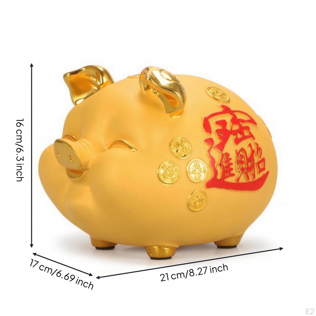 Piggy Bank Golden Pig Savings Decorative Money Box for Kids, Children, Desktop, Living Room,