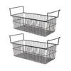 2Pcs Chest Freezer Organizer Bins Deep Basket Stackable Storage Rack Metal Wire Black L63cm X W27cm