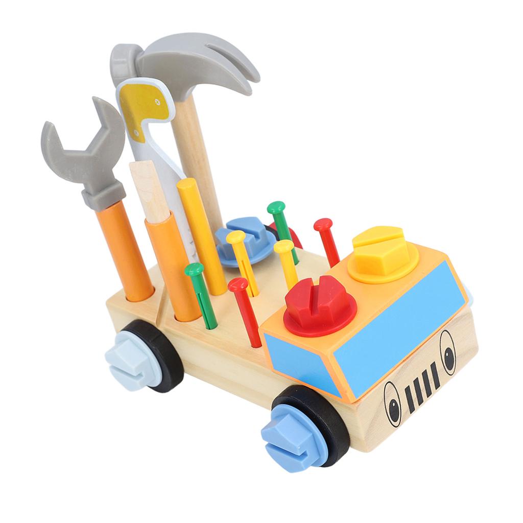 Wooden Kids Tool Set Pine Wood Hammer Wrench Early Education Educational Construction Toys Box Type