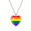 1Pc Heart with Teeth Time Gem Necklace, Red Orange Yellow Green Peach Heart Anime Pendant