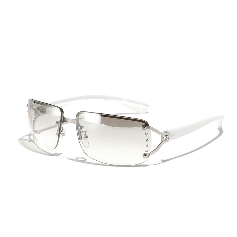 Wrap Around Y2K Sunglasses for Women Men Fashion Star Rimless Sun Glasses Cool Girls Punk Goggles Trendy Shades